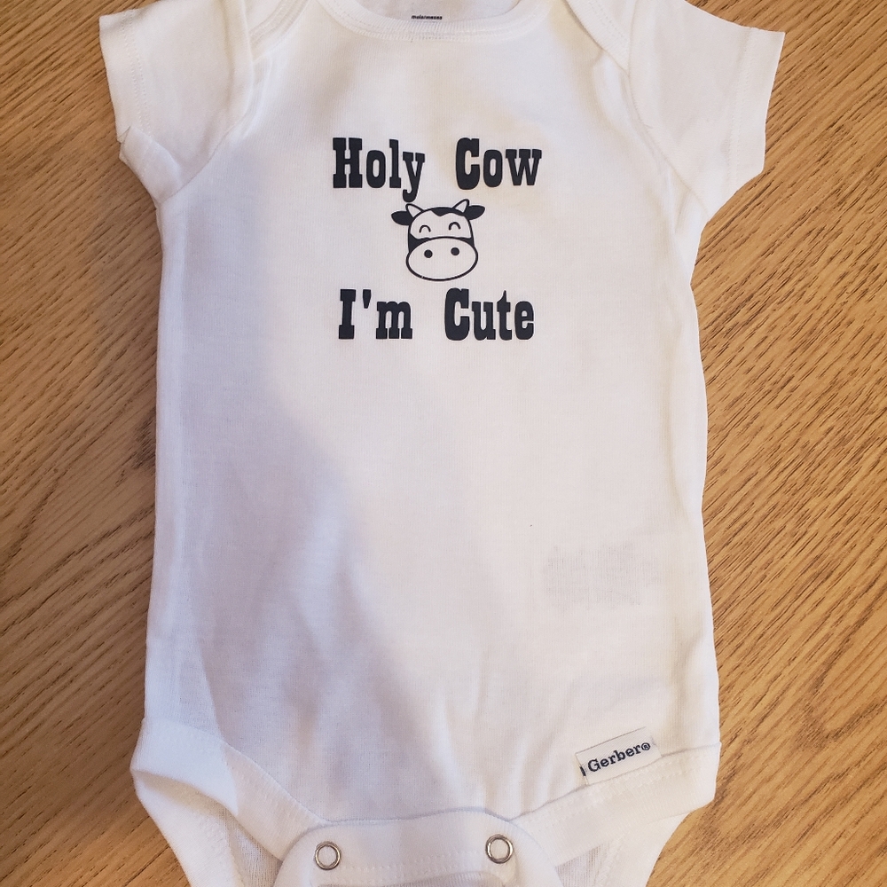 Baby Onesie with Cow Graphic
